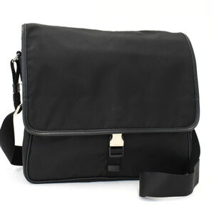 Prada Shoulder Bag Messenger Triangle Plat Logo Black